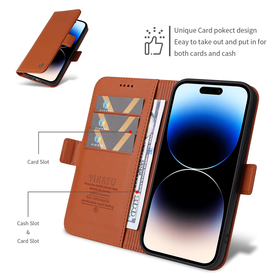 YIKATU Leder-Brieftasche für Samsung Galaxy Modelle in Braun - Bild 5
