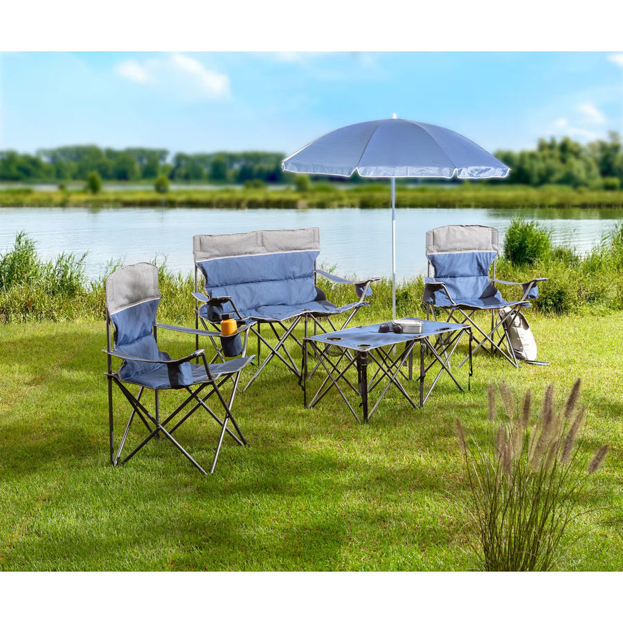 Genialo Campingmöbel-Set Premium, 4-teilig, Schwarz-Blau - Bild 2