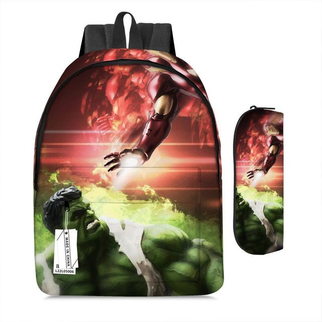 3-teiliges Schulrucksack-Set für Schüler aus Oxford-Stoff in Multicolour mit Schultasche und Federmäppchen - Bild 1