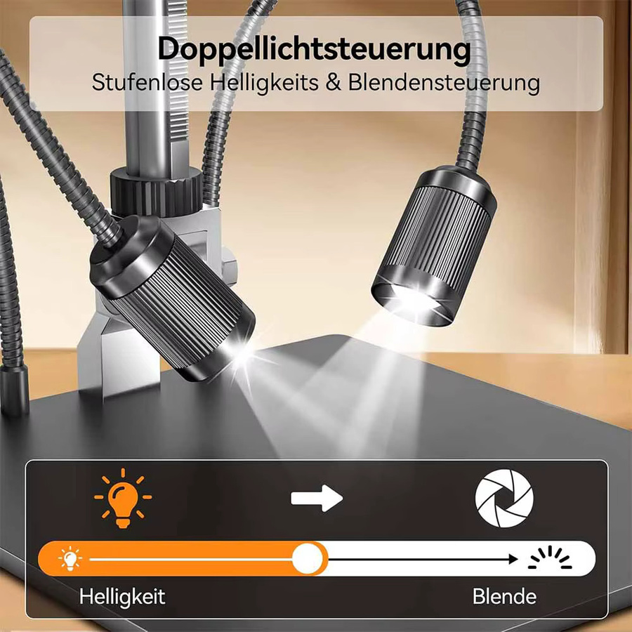 Elikliv EM3K-AF 7'' Autofokus Digitalmikroskop 2000X 3K HDMI Lötmikroskop für Elektronikreparatur mit 10 Zoll Ständer in Schwarz inklusive 64 GB Speicher - Bild 4