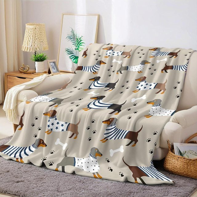 JMG Household Supplies Flanelldecke Dackel Motiv Beige, Weich und Warm, B/B: 180 x 230 cm - Bild 1