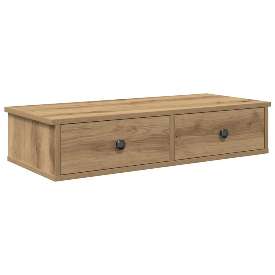 vidaXL Wandregal mit Schubladen Artisan-Eiche, Farbe: Braun, B/T/H: 80 x 34 x 17 cm - Bild 2