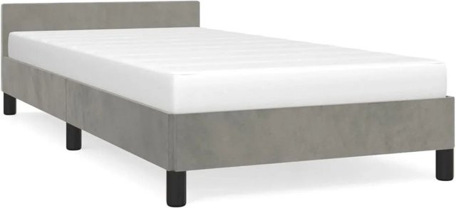 vidaXL Bettgestell mit Kopfteil aus Samt in Hellgrau, B/T/H: 100 x 200 x 103 cm - Bild 1