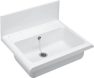 Cornat Ausgussbecken weiß, Wandmontage, mit Überlauf, Breite: 55 cm, Tiefe: 45 cm, Höhe: 38,3 cm - Bild 1