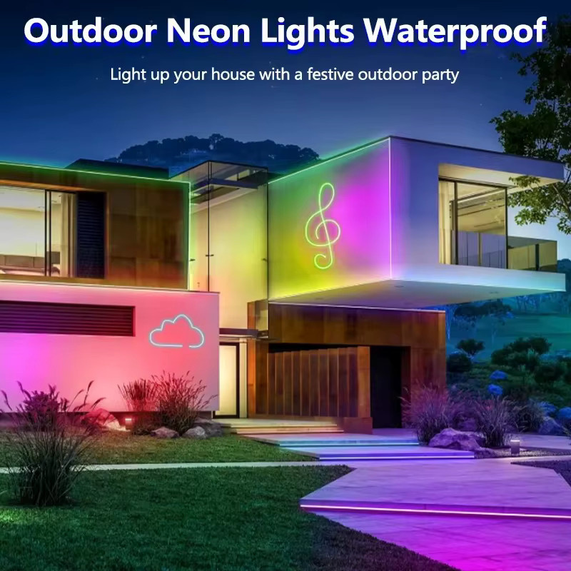 Adiodo RGB Neon LED Streifen mit App- und Fernbedienung, Wasserdichter Neon Flex Lichtstreifen in Multicolour für Indoor und Outdoor, 24V - Bild 3