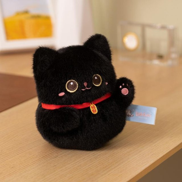 Yiran toy Maneki-Neko Plüschtier, Schwarz, 15cm - Bild 1