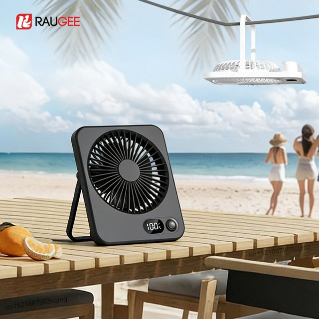 Tragbarer Mini-Ventilator von ragee in Schwarz, faltbarer USB-Tischventilator mit 5 Geschwindigkeiten und wiederaufladbarem Akku - Bild 1