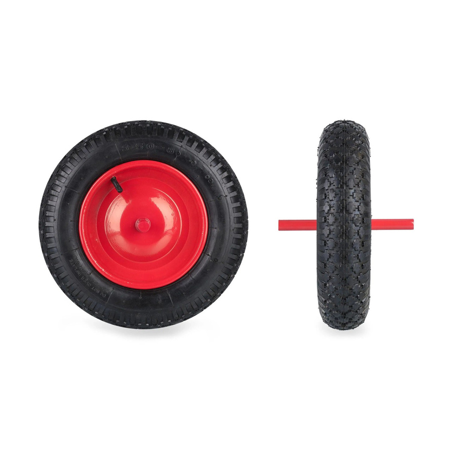 Relaxdays Schubkarrenrad aus Gummi und Stahl in Schwarz und Rot, Durchmesser: 36 cm, Breite: 8,5 cm - Bild 2