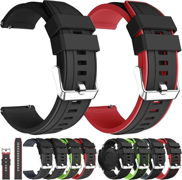 Huami Uhrenarmband Silikon, Schwarz, 20mm/22mm - Bild 1