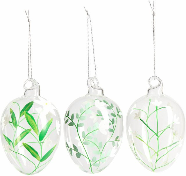 Rico Design Glas Eier zarte Blüten, 3 Stück, transparent - Bild 1