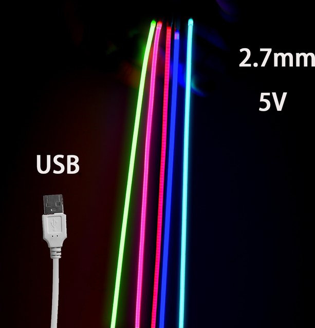 Flexibler RGB COB LED-Streifen mit USB 5V für TV-Backlight, mehrfarbig, 480 LEDs - Bild 1