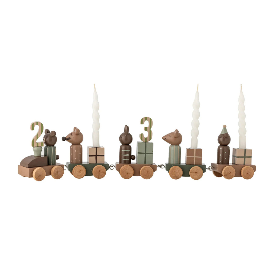 Bloomingville Mini Geburtstagszug Junaid Deko aus Holz in Grün, Braun, Beige und Weiß, Höhe: 38 cm - Bild 1