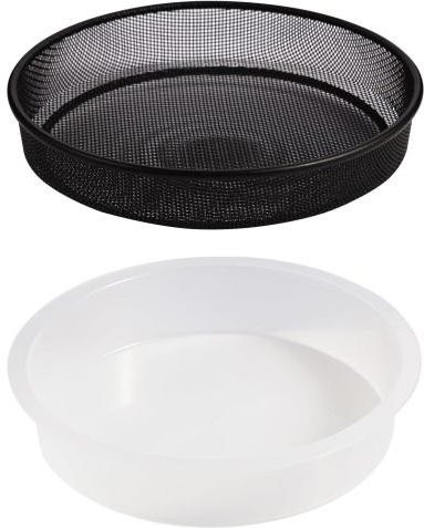 Amusedly Runde Vogeltränke Schale aus Kunststoff mit Netz für Outdoor, Schwarz/Weiß/Transparent - Bild 1