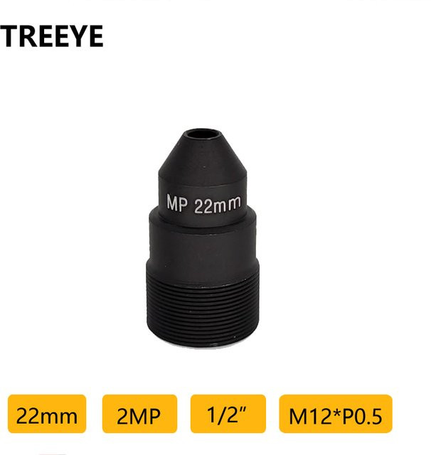 TREEYE M12 Pinhole Objektiv 2,0 Megapixel 22mm für CCTV Video Überwachung Kameras in Schwarz - Bild 1