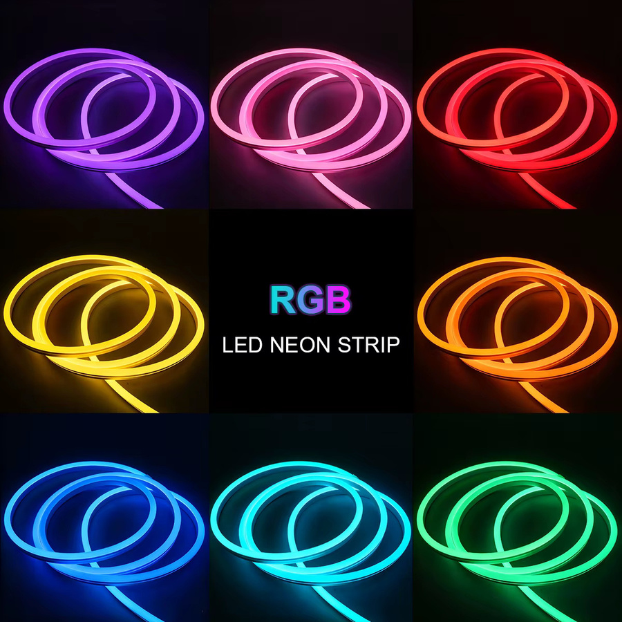Aiopp RGB LED Neon-Lichtstreifen aus Silikon mit App-Steuerung, Fernbedienung und Musik-Synchronisation, wasserdichte Neon-Flex-Lampe in Multicolour für Innenräume und Garten-Dekoration - Bild 2