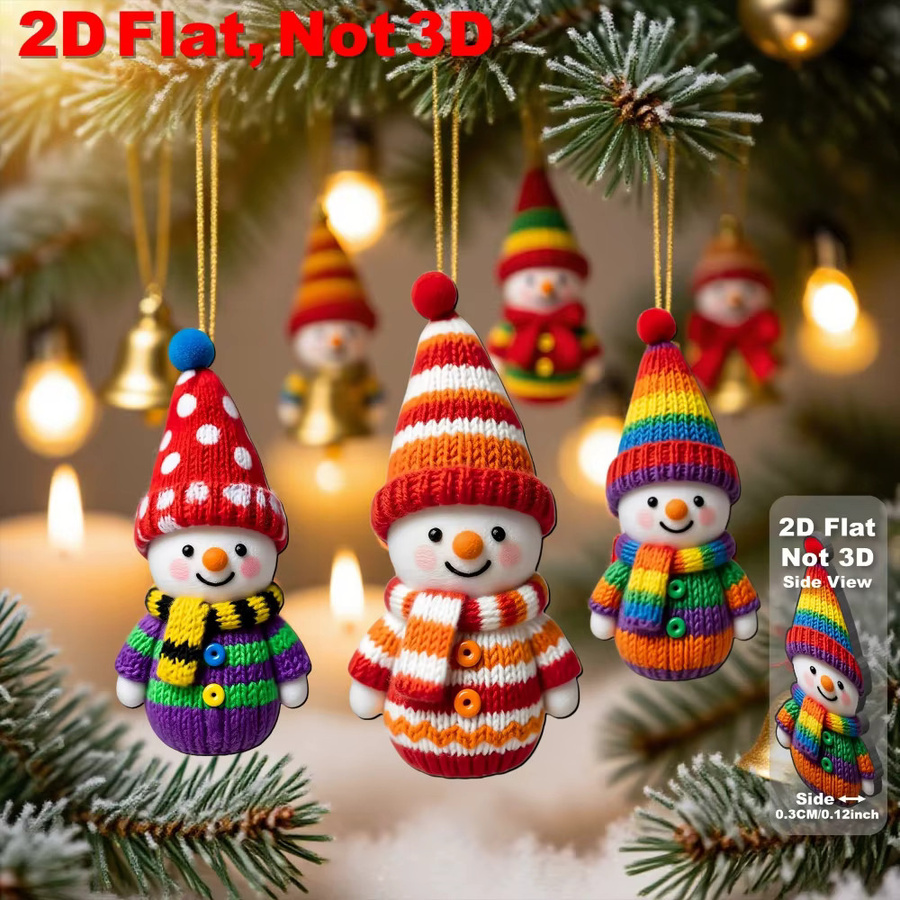 DUTRIEUX 16er Set bunte Schneemann Holzornamente als hängende Weihnachtsbaumdekoration - Bild 6