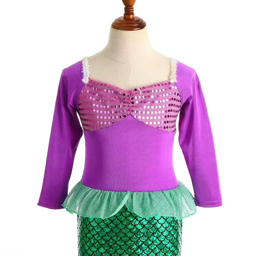 Disney Ariel Meerjungfrau-Prinzessin Cosplay-Kostüm, mit langen Ärmeln und Zubehör - Bild 2