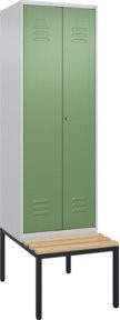 C+P PSA Doppel-Spind Classic PLUS Sitzbank mit 2 Abteilen, Buche-Hartholz und Zylinderschloss, B/T/H: 212,0 x 60,0 x 81,5 cm - Bild 1