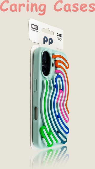 Stoßfeste Silikonhülle mit gebogenem Labyrinth Design für iPhone 16 Pro Max, iPhone 15, iPhone 14 und iPhone 13 in Hellcyan - Bild 1