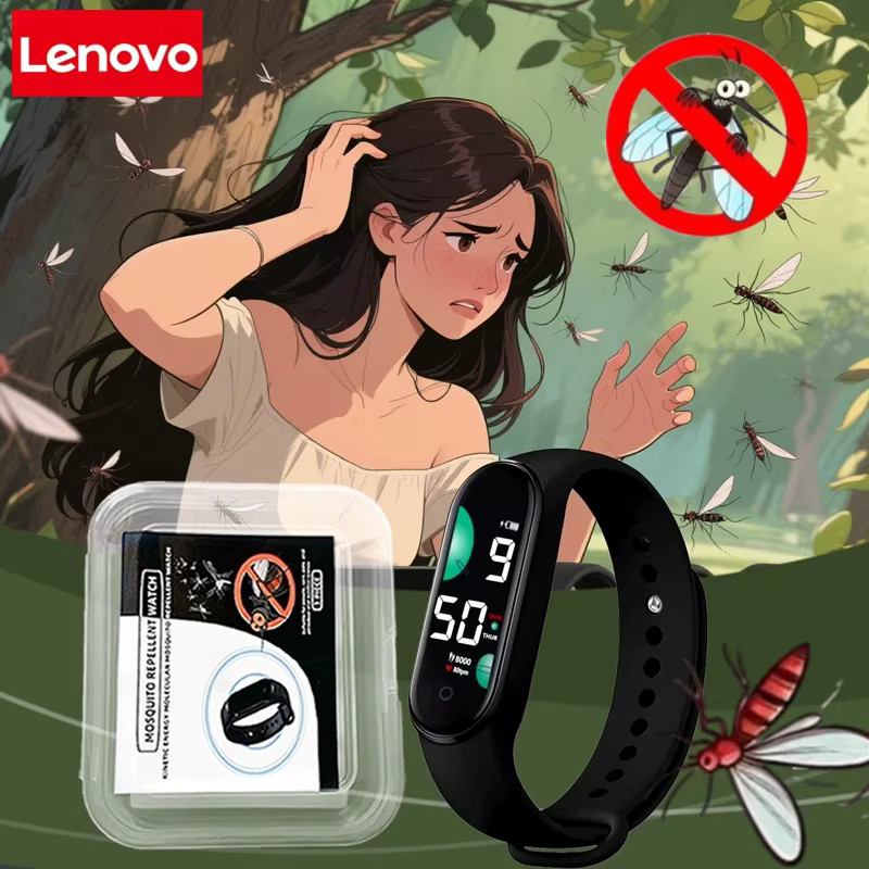 Lenovo Mückenabwehr-Armband mit Ultraschall, physikalische Mückenabwehr für Sport und Outdoor, Farben: Orange und Schwarz - Bild 2
