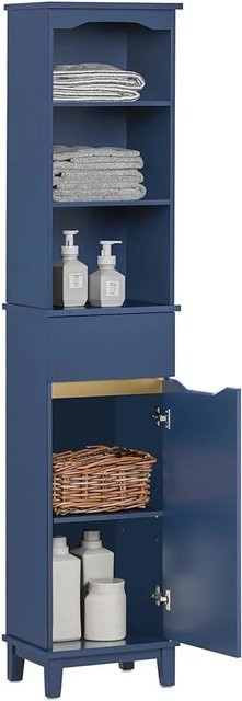 SoBuy BZR112 Hochschrank Badezimmer in Tiefblau mit 1 Tür und 3 Ablagen, B/T/H: 35 x 30 x 170 cm - Bild 3