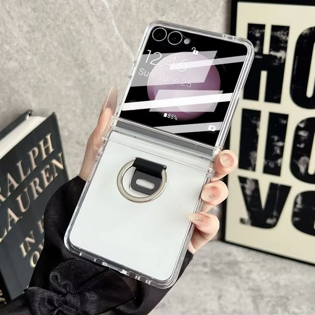 Loobival Ringhalter Handyhülle in Blau für Samsung Galaxy Z Flip 7 6 5 mit Displayschutzfolie und stoßfester Abdeckung - Bild 1
