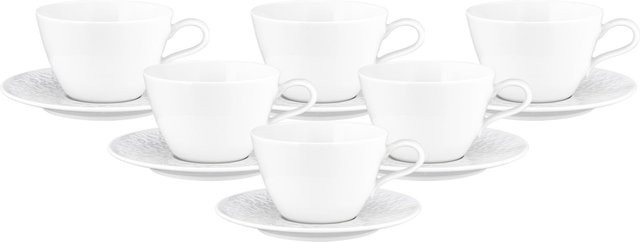 Seltmann Weiden Milchkaffeetassen mit Untertassen Nori Home in Weiß, 6er Set, 370 ml pro Tasse - Bild 1