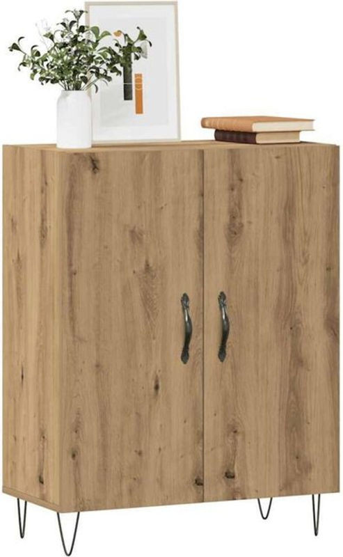 Sideboard Vidaxl Artisan-Eiche in Braun und Eiche Natur aus Holzwerkstoff und Metall im Industrial-Stil, B/T/H: 69,5 x 34 x 90 cm - Bild 1