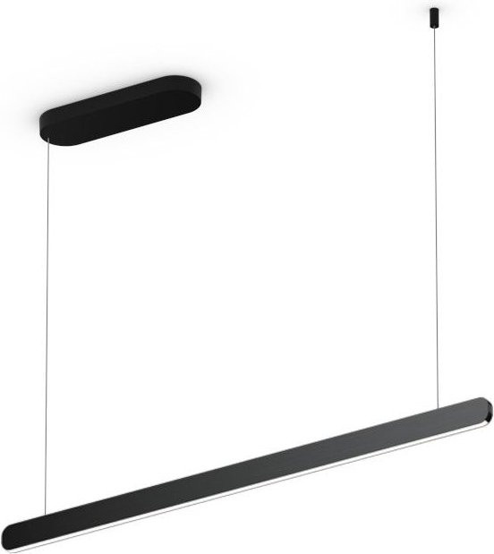 Occhio Mito linear volo 100 up LED-Pendelleuchte in Schwarz matt mit Black Phantom Kopf und Occhio air Modul zur Tischbeleuchtung - Bild 1