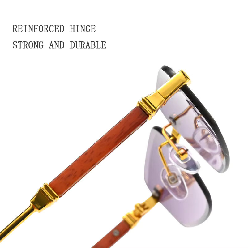 ZUIDID Sonnenbrille randlos, Holz, rechteckig, Unisex - Bild 2