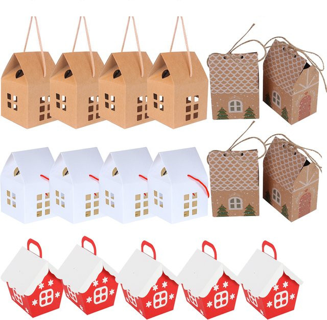 WEIGAO Weihnachts Candy Box in Hausform aus Papier für Kekse und Geschenke zur Partydekoration - Bild 1