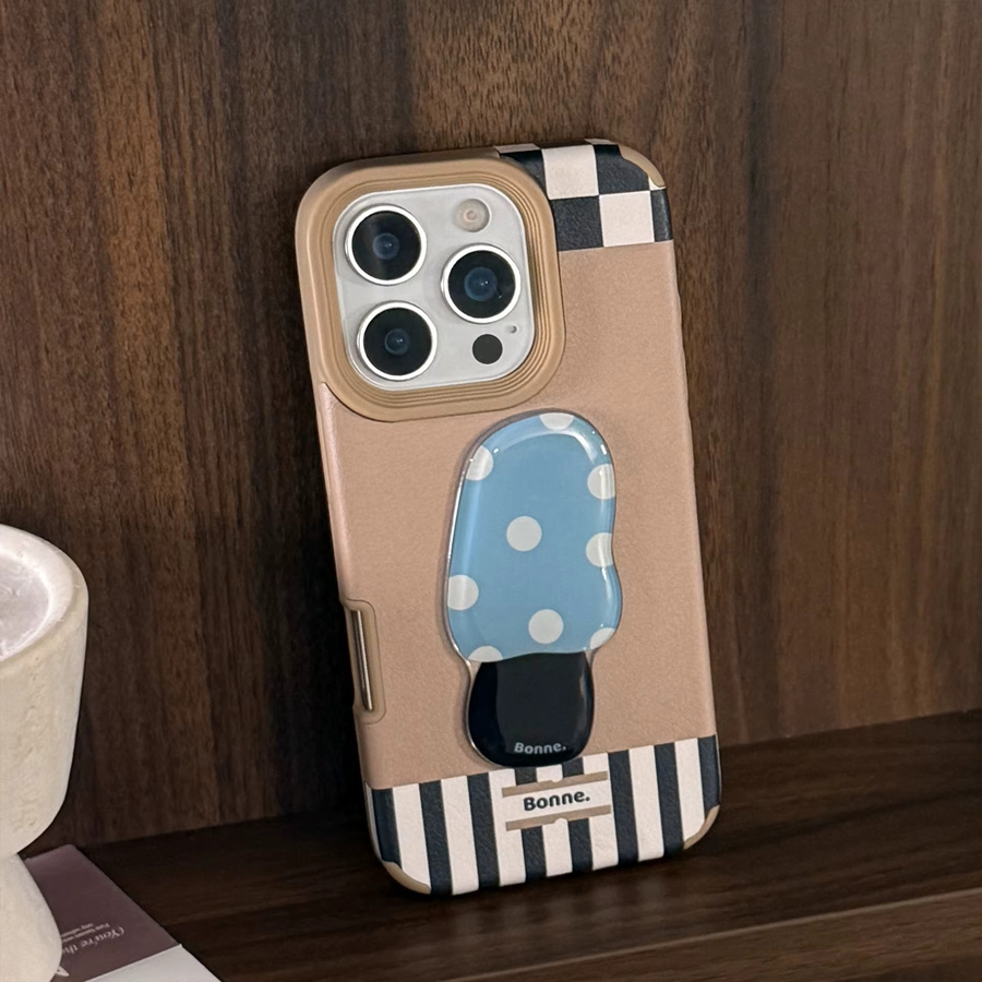 MUQGEW Handyhülle mit Koreanischem 3D Wave Point Design und Leder Textur für iPhone 16 15 14 13 12 11 Pro Max in Multicolour - Bild 4