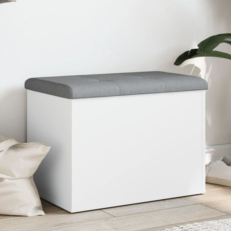 Vidaxl Sitzbank mit Stauraum als Sitztruhe in Weiß und Grau aus Holzwerkstoff und Stoff, B/T/H: 62 x 42 x 45 cm - Bild 1