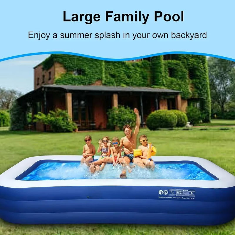 Aufblasbarer Pool für die Familie in Blau-Weiß, übergroßer und verdickter Outdoor-Pool für Garten und Wasserpartys - Bild 4
