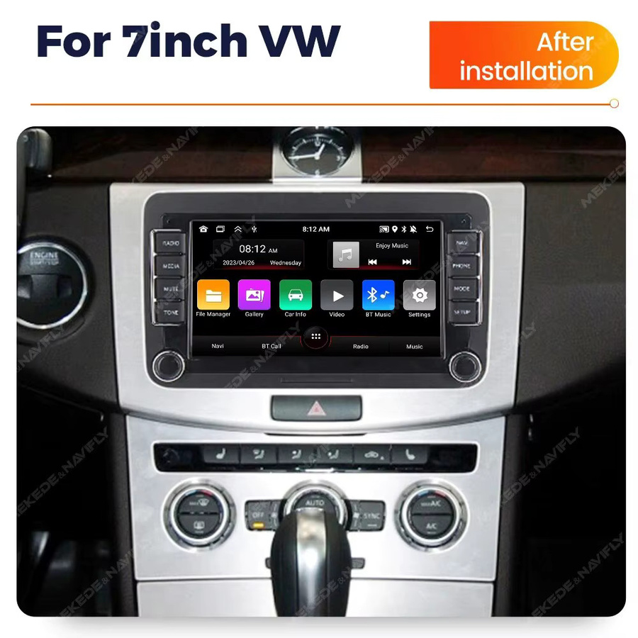 Navi Fly Android 15 Autoradio-Multimedia-Player mit Carplay in Schwarz für VW Volkswagen Skoda Octavia Golf 5 6 Touran Passat B6 Polo Jetta - Bild 2