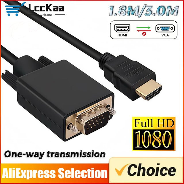 LccKaa HDMI auf VGA Adapter Video-Audio-Konverter in Schwarz für Desktop, Laptop, PC, TV, Monitor und Projektor mit 1080P Auflösung - Bild 1