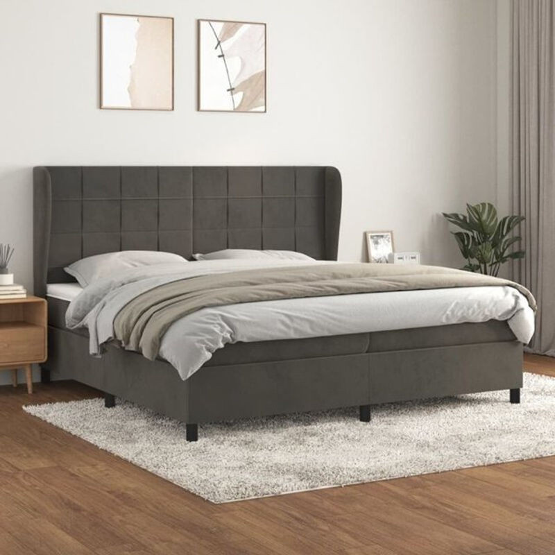 Vidaxl Boxspringbett mit Matratze aus Samt in Anthrazit B/T/H: 200 x 200 x 118 cm - Bild 1