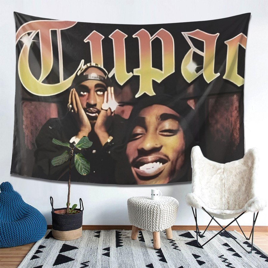 Tupac Shakur Hip Hop Wandteppich von JMG Household Supplies, bunter Rapper Wandbehang aus Polyester, B/H: 40 x 60 cm - Bild 3