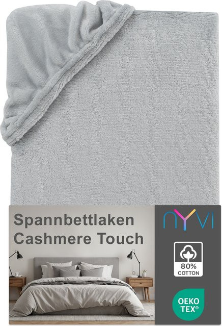 NYVI Spannbettlaken DreamScience Cashmere Touch aus Mikrofaser, Farbe: Silber, B/T: 180 x 200 cm, Matratzenhöhe bis 22 cm - Bild 1