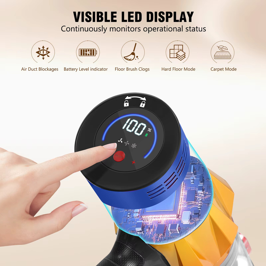 Blossom V18 550W Akku Staubsauger in Purple mit 50KPA Saugleistung, LED Display, Anti-Wickel Bürste und 1,5l Staubbehälter für Tierhaare, Hartböden und Teppiche - Bild 5