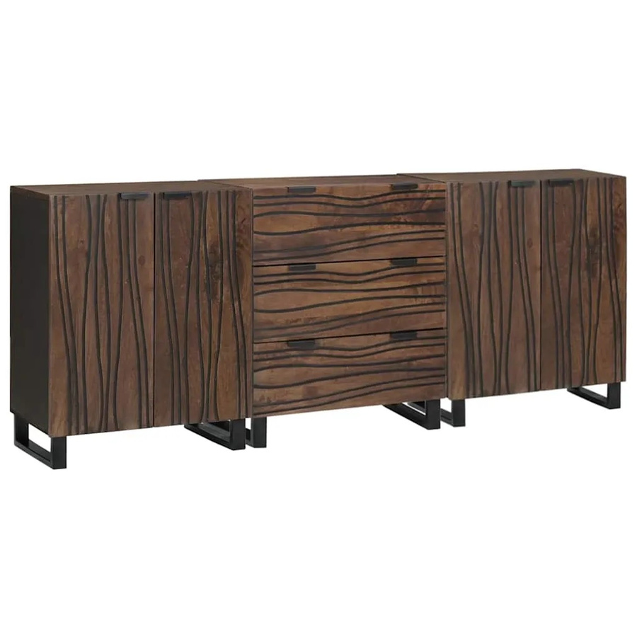 vidaXL Badezimmermöbel Set aus massivem Mango-Holz in Braun, 3-teilig - Bild 2