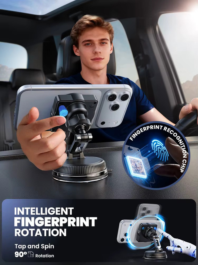 Joyroom Magnetische Auto-Wireless-Ladestation 15W Handyhalterung in Schwarz mit 360 Grad Drehung für iPhone und Fast Charging - Bild 2