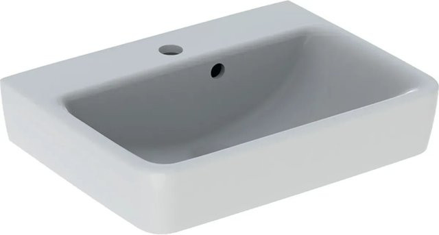Geberit Renova Plan Handwaschbecken aus Keramik, Weiß, B/T: 50 x 38 cm, mit mittigem Hahnloch und asymmetrischem Überlauf - Bild 1