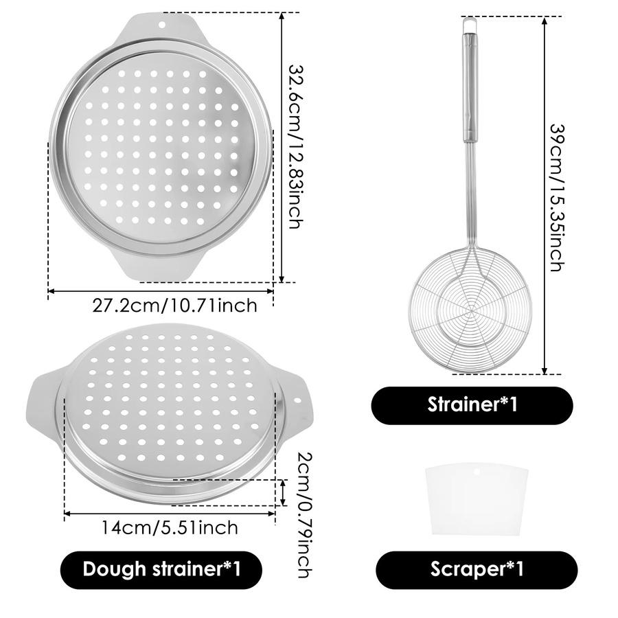 Willstar Spaetzle Maker Set aus Edelstahl in Silber mit feinem Sieb, Schaber und Skimmer-Löffel für traditionelle Eiernudeln - Bild 3