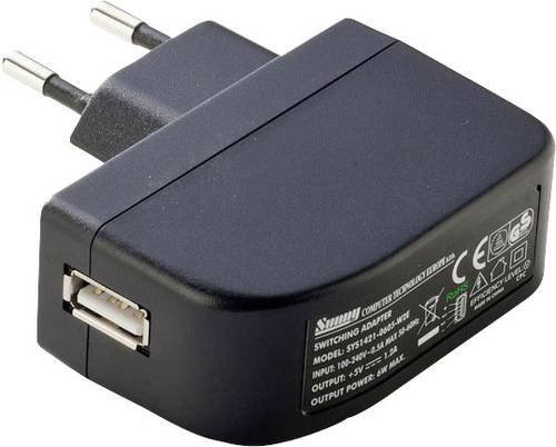 Dehner Elektronik SYS 1638-0605-W2E Steckernetzteil Schwarz mit USB-A und USB-C, 5 V/DC 1.2A 6W Stabilisiert - Bild 1