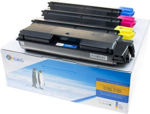 G&G Toner Kombi-Pack kompatibel mit Kyocera TK-590K, TK-590C, TK-590M, TK-590Y in Schwarz, Magenta, Cyan und Gelb mit 7000 Seiten Reichweite - Bild 1