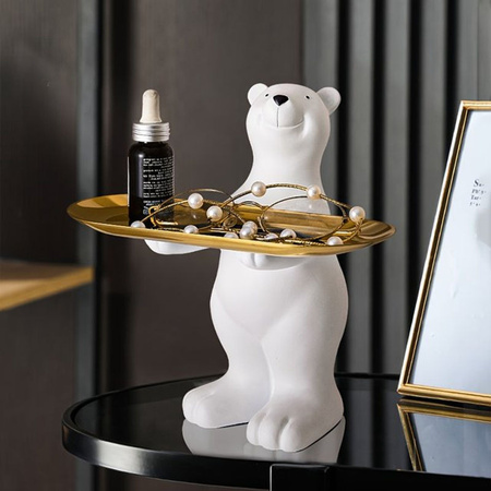 Eisbär Schlüsselhalter Figur als Deko-Tablett für Süßigkeiten und Kleinigkeiten in Weiß im Nordic Design