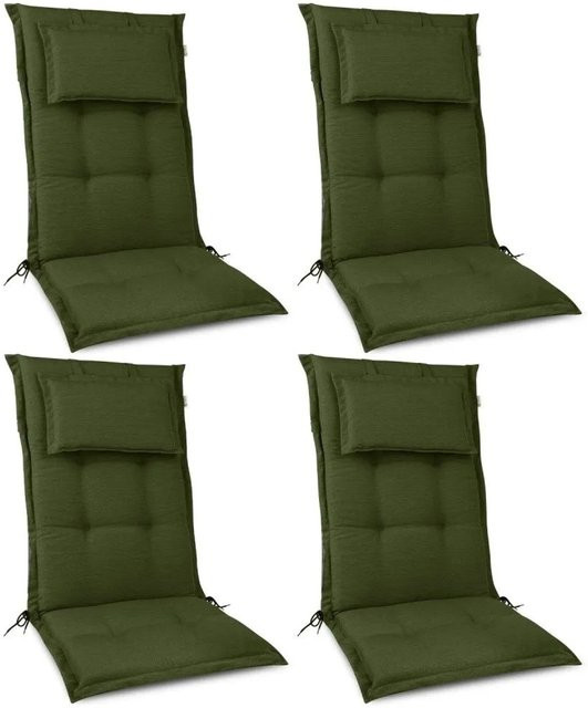 Beautissu HighLux HL Hochlehner Polster Set 4-teilig Dunkelgrün B: 120 cm, T: 50 cm, H: 7 cm - Bild 1