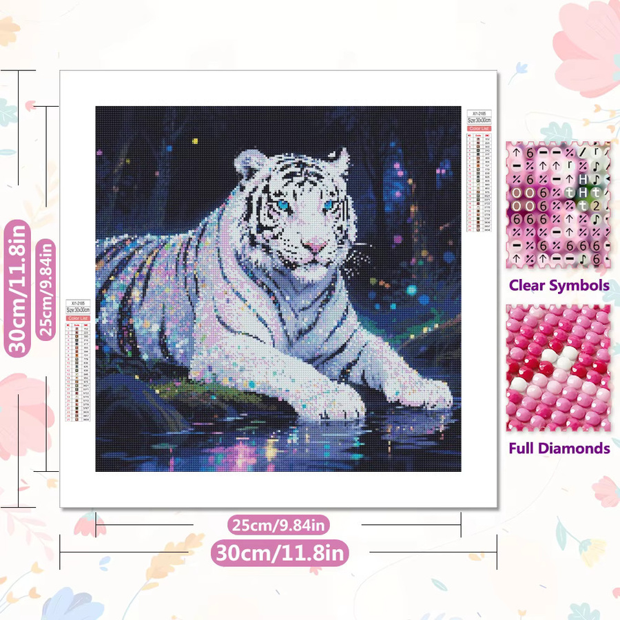 EverShine DIY Diamant Stickerei Kit Tiger 5D mit runden Steinen für Erwachsene, Mosaik Kunst Malerei Wald Motiv, Multicolour - Bild 2