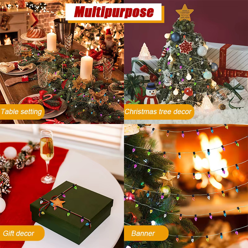 Bunte Glühbirnen-Lichterkette ZQNYCY für Weihnachtsbaum und Dekoration, 5 m, Mehrfarbig - Bild 3